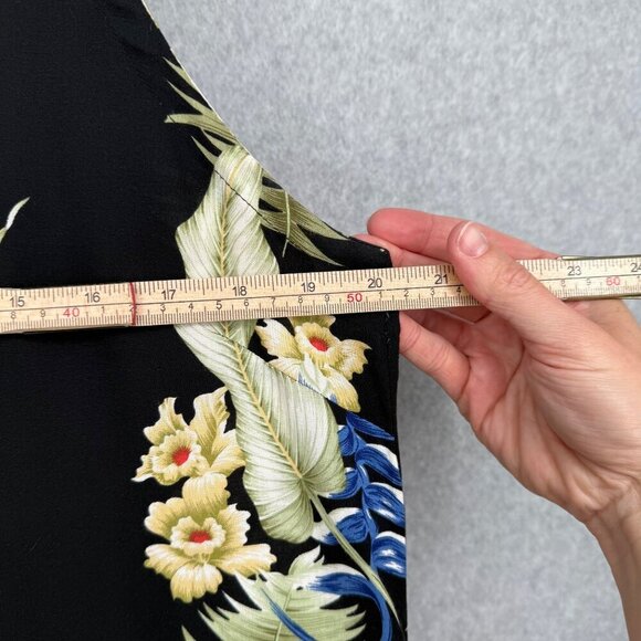 Hibiscus Collection Hawaii Womens VTG Maxi Midi Floral Dress Size S Black Dark - Picture 10 of 10